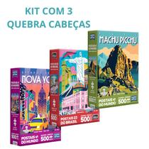 KIT 3 QUEBRA CABEÇAS 500 pçs Peru, Nova York, Brasil Toyster KIT 3 QUEBRA CABEÇAS 500 pçs Peru, Nova York, Brasil Toyster