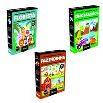 Kit 3 Quebra-Cabeças Educativos pedagógicos de madeira Alfabetização Infantil Kit 3 Quebra-Cabeças Educativos pedagógicos de madeira Alfabetização Infantil