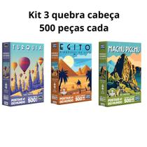 Kit 3 quebra cabeças Egito Capadócia e Perú - 500 peças nano cada Kit 3 quebra cabeças Egito Capadócia e Perú - 500 peças nano cada
