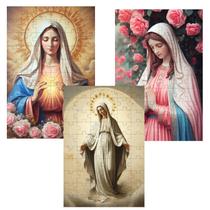 Kit 3 Quebra-Cabeças religiosos Lindas Nossas Senhoras de 60 peças Kit 3 Quebra-Cabeças religiosos Lindas Nossas Senhoras de 60 peças