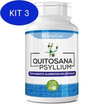 Kit 3 Quitosana Com Psyllium 500Mg 120 Cápsulas Prime Ervas