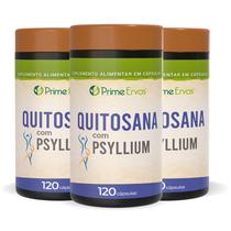 Kit 3 Quitosana Com Psyllium 500mg 120 cápsulas Prime Ervas