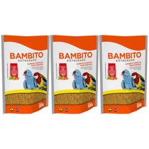 Kit 3 Ração Biotron Bambito Extrusado 500g Comida Extrusada Agaporne Periquito Calopsita Ringneck