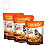 Kit 3 Ração Gold Mix Premium Coleira para Pássaros Porte Pequeno 500g