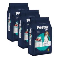 Kit 3 Ração para Cães Foster One Filhotes sabor Carne e Leite 1kg