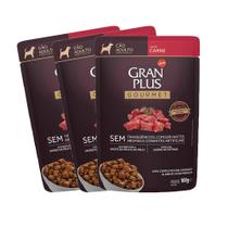 KIT 3 Ração Úmida Gran Plus Gourmet Cães Adultos Carne 100g KIT 3 Ração Úmida Gran Plus Gourmet Cães Adultos Carne 100g