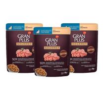 KIT 3 Ração Úmida Gran Plus Gourmet Gatos Adultos Castrado Frango Sachê 85g KIT 3 Ração Úmida Gran Plus Gourmet Gatos Adultos Castrado Frango Sachê 85g