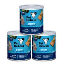 KIT 3 Ração Úmida Natural Pet Delícia Cães Adultos Peixe Com Legumes 320g KIT 3 Ração Úmida Natural Pet Delícia Cães Adultos Peixe Com Legumes 320g