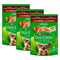 Kit 3 Ração Úmida para Cachorro Dog Chow Adulto Extra Life Sabor Cordeiro em Sachê 100g