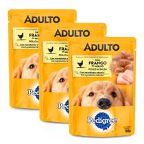 Kit 3 Ração Úmida para Cachorro Pedigree Adulto Raças Pequenas Sabor Frango ao Molho em Sachê 100g