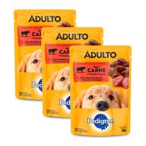 Kit 3 Ração Úmida para Cachorro Pedigree Adulto Sabor Carne ao Molho em Sachê 100g Kit 3 Ração Úmida para Cachorro Pedigree Adulto Sabor Carne ao Molho em Sachê 100g