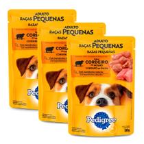 Kit 3 Ração Úmida para Cachorro Pedigree Adulto Sabor Cordeiro ao Molho em Sachê 100g