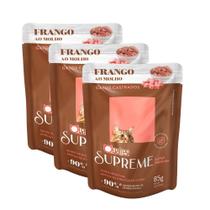 Kit 3 Ração Úmida para Gatos Castrados Quatree Supreme Super Premium Frango ao Molho 85g