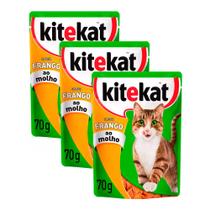 Kit 3 Ração Úmida para Gatos KiteKat Adulto Sabor Frango ao Molho em Sachê 70g
