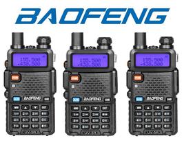 Kit 3 rádio comunicador baofeng uv-5r dual band 5w profissional