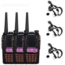 Kit 3 Rádio Comunicador Baofeng UV6R 7w Walk Talk UHF VHF Original