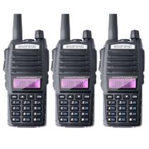 Kit 3 Radio Ht Comunicador Baofeng Dual Band Uv82 Rádio Fm