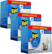 Kit 3 Raid Repelente Elétrico De Tomada 3 Aparelho + 3 Refil