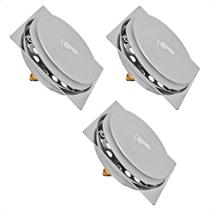 Kit 3 Ralo Click Inteligente Quadrado 15x15 Cromado em Aço Inox Veda Cheiro Odores Insetos Banheiro