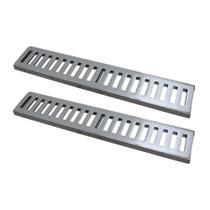 Kit 3 Ralo Grelha Linear Caixilho Alumínio Escovado 10x50cm