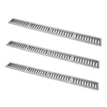 Kit 3 Ralo Grelha Linear Caixilho Alumínio Escovado 15x100cm