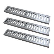 Kit 3 Ralo Grelha Linear Caixilho Alumínio Escovado 15x50cm