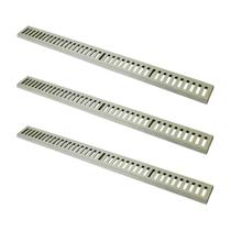 Kit 3 Ralo Grelha Linear Caixilho Em Alumínio Bege 15x100cm