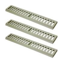 Kit 3 Ralo Grelha Linear Caixilho Em Alumínio Bege 15x50cm