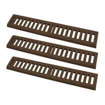 Kit 3 Ralo Grelha Linear Caixilho Em Alumínio Marrom 20x50cm