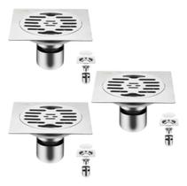 Kit 3 Ralo Inteligente Anti Odor 15x15 Inox Escovado Elimina mal Cheiro