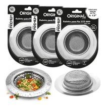 Kit 3 Ralo Para Pia Grande Em Ralinho Inox Com Borda Cozinha Kit 3 Ralo Para Pia Grande Em Ralinho Inox Com Borda Cozinha