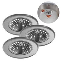 Kit 3 Ralo Silicone Grande Pia Cozinha Cuba Banheiro Tanque Fibra Bambu 10,5cm