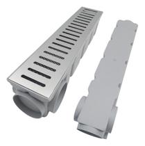 Kit 3 Ralos 10x50 Grelha Aberta Inox 304 - Coletor Cinza Kit 3 Ralos 10x50 Grelha Aberta Inox 304 - Coletor Cinza