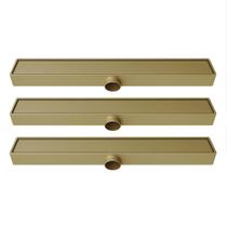 Kit 3 Ralos Linear Banheiro Oculto 7x50 Invisível Sifonado Saída DN 50mm Bege