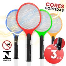 Kit 3 Raquetes Elétricas Mata Insetos Mosca Mosquitos Dengue