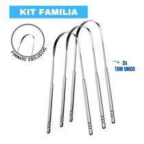 KIT 3 Raspador de Lingua INOX Ayurveda Familia