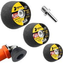 Kit 3 Rebolos Copo Cônico Grão 36, 60 E 120 + Adaptador M14