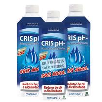 Kit 3 Redutor De Ph e Alcalinidade Cris Agua 1 Litro Para Piscina Produtos Reduzir Diminuir Ph Menos Tratamento Liquido