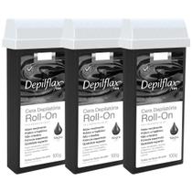 Kit 3 Refil Cera Depilatoria Corporal Profissional Depilação Roll On Depilflax Negra 100g Kit 3 Refil Cera Depilatoria Corporal Profissional Depilação Roll On Depilflax Negra 100g