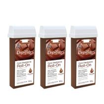 Kit 3 Refil Ceras Depiladora Refil Roll On Depilação Depilflax Chocolate 100g