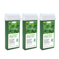 Kit 3 Refil Ceras para Depilação Roll On Quente Hortelã Menta Mel Depilatória 100g Depilflax