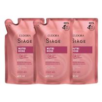 Kit 3 Refil de Shampoo Nutri Rosé Nutrição Raiz e Pontas 400ml Eudora Siàge