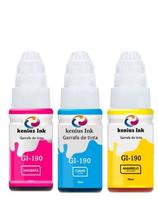Kit 3 Refil de Tintas GI190 Colors Compativel para Canon G1100, G1110, G2100, G2110, G3100, G3102, G3110, G3111, G4100, G4110, G4111.