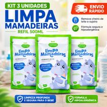 Kit 3 Refil Detergente 500ml Mamadeira Tudo Limpinho desengordurante Cozinha