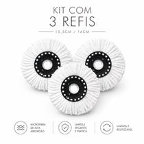 Kit 3 Refil para Mop Giratório 360 Esfregão Microfibra Universal 16cm Diâmetro Macio Absorvente Econômico e Sustentável Kit 3 Refil para Mop Giratório 360 Esfregão Microfibra Universal 16cm Diâmetro Macio Absorvente Econômico e Sustentável