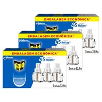 Kit 3 Refil Repelente Eletrico Líquido Raid 45 Noite 3 Refis
