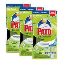 Kit 3 Refil Sanitário Pato Gel Adesivo Citrus com 6 discos de 38g cada