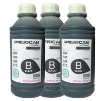 Kit 3 Refil Tinta Corante Preto 1L Para L3110 L3150 L3210 L3250 L5190 - American INK