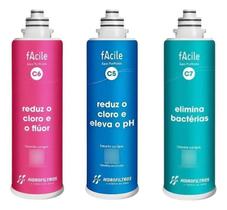 Kit 3 Refis C5+C6+C7- Hidrofiltros Facile Cloro E Bactérias