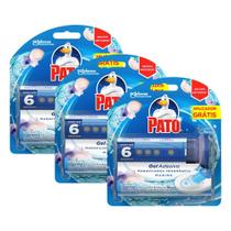 Kit 3 Refis Desodorizador Sanitário Pato Gel Adesivo Marine com Aplicador + 6 Discos cada